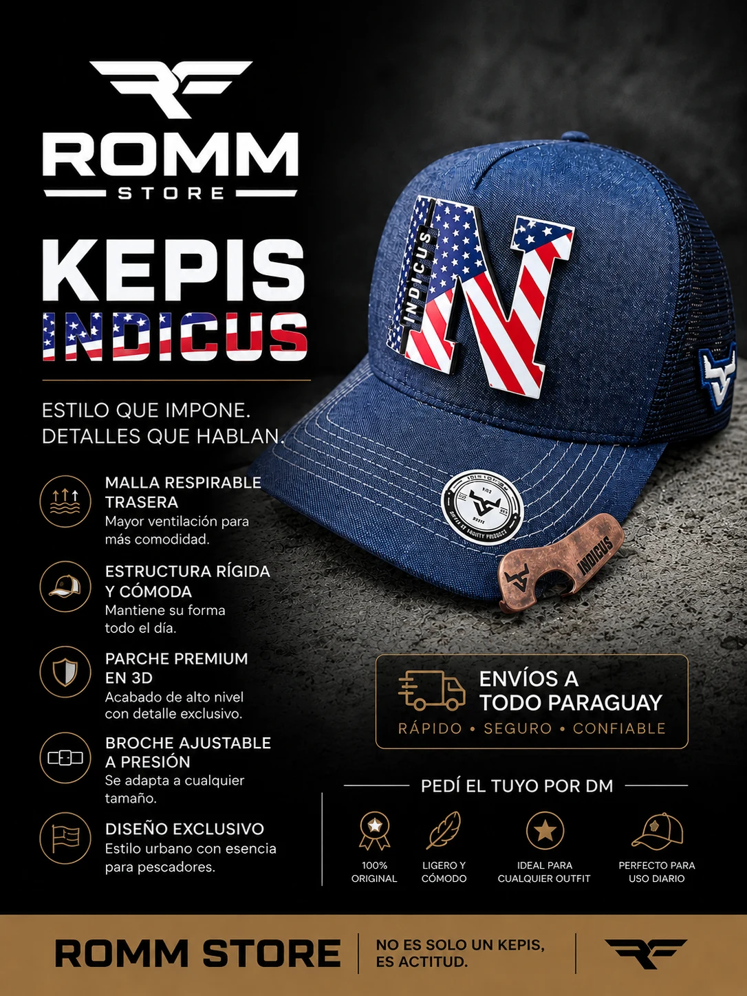 Kepis Originales INDICUS Con Abridor 🧢🇵🇾